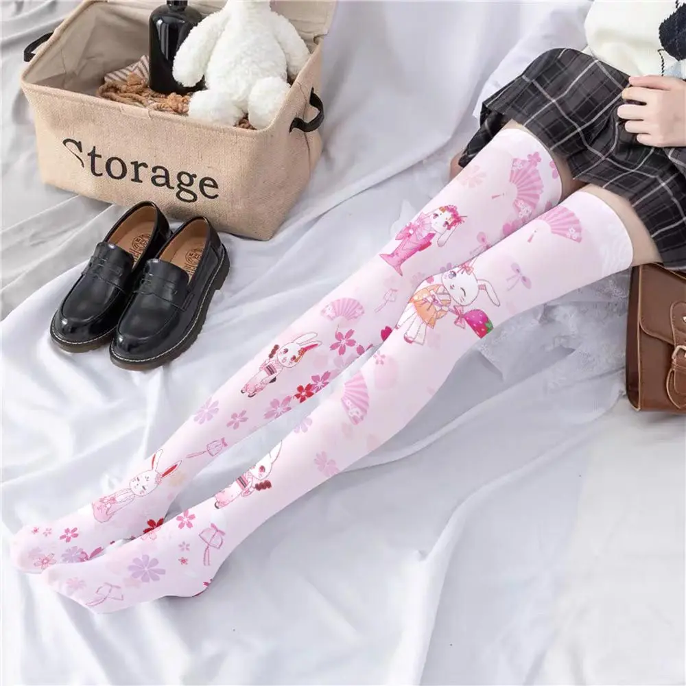 

Breathable Sweet Rabbit Sakura For Girls Flower JK Stockings Women Long Socks Lolita Pile Sock Korean Golf Socks