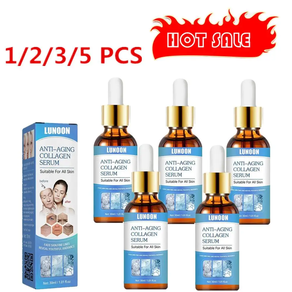 Suero facial de colágeno rápido para arrugas, Lifting, eliminación de decoloración firme, líneas finas, esencia antienvejecimiento, blanqueamiento, ilumina, nutre la piel, 1-5X