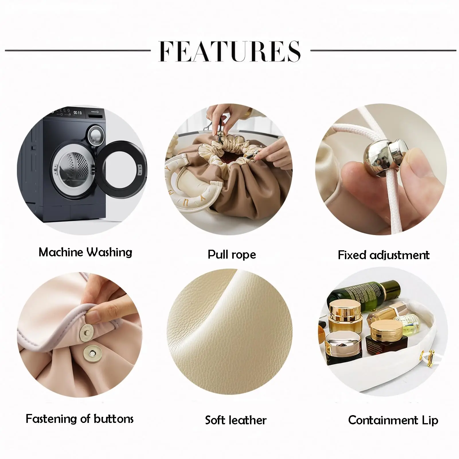 حقيبة مكياج محمولة للاستخدام اليومي، حقائب سفر نسائية ذات سعة كبيرة، حقيبة تخزين مستحضرات التجميل برباط للسيدات