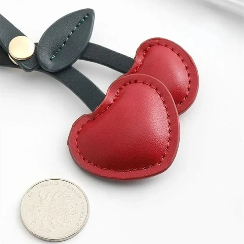 Cherry Charm Leather Decoration Pendant For Hermes For Coach Handbag Upgrade Modify Heart Shape Keychain Bags Attachment Parts