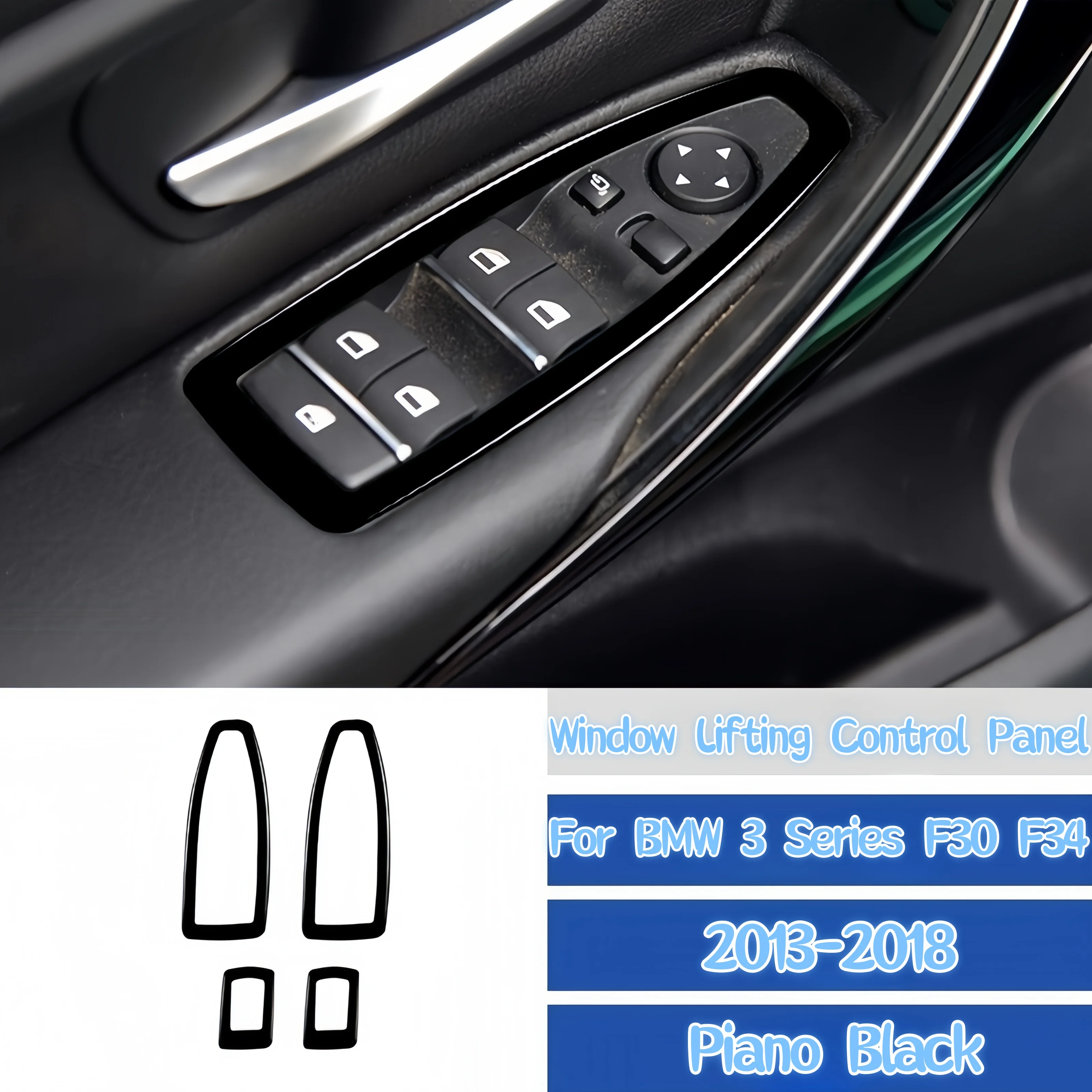 

For BMW 3 Series F30 F34 2013-2018 Car Accessories Piano Black Auto Windows Lifting Control Panel Trim Cover Decor Stickers