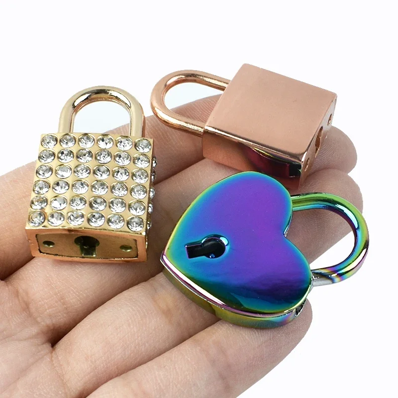 1-5Pcs Padlock Metal Buckles Jewelry Box Key Lock Clasp Women Bag Decorative Small Padlocks for Diary Twist Locks Accessories