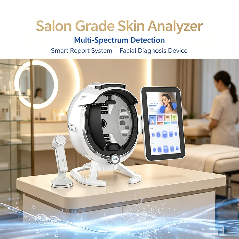 Professional 3D AI Skin Analyzer Facial Skin Scanner Detector Device Auto Generate Analysis Report 8 Spectrum Light Detection