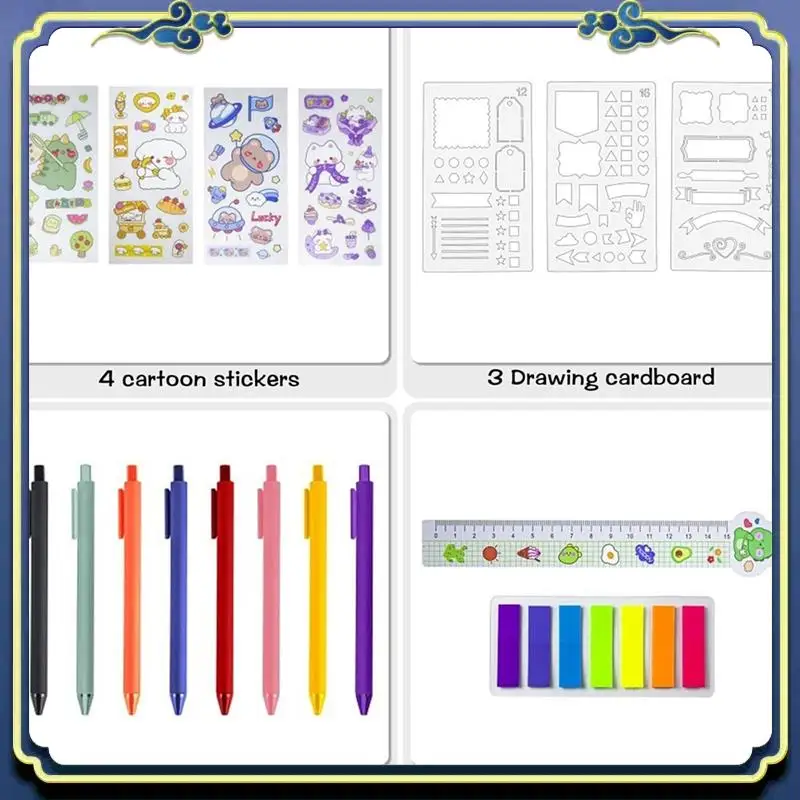 

Portable Hardcover Notebook Set,Supplies Planner Daily Stationary+Calendar,Contacts Elements For Teen Girls,120GSM,160 Page Dura