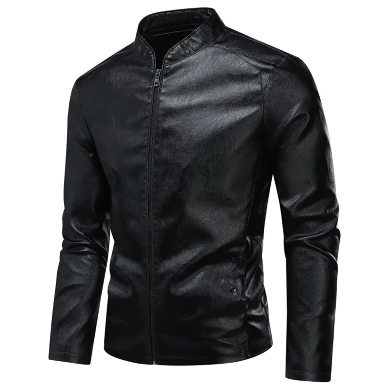 

Men's Leather Jacket, Men's Casual Jacket, Leather Jacket, Long-Sleeved Jacket for Men