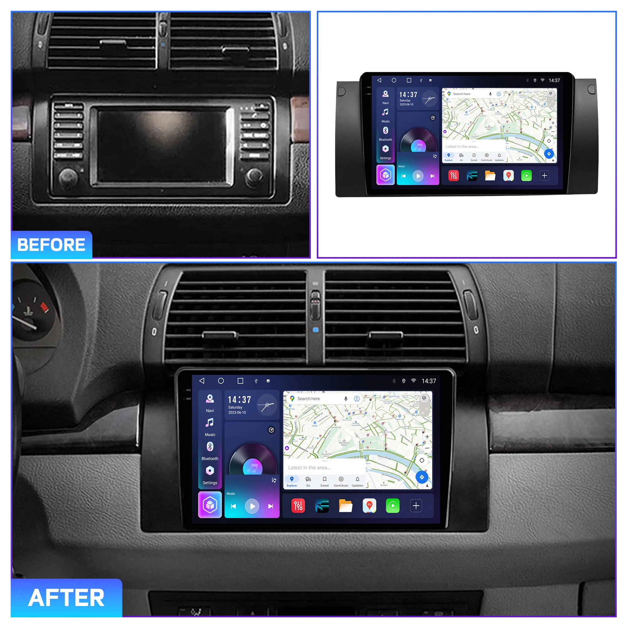 Penhui Android Car DVD Player Screen for BMW X5 E39 E53 1997-2006 Audio Video 2 Din DSP  Bluetooth  Carplay