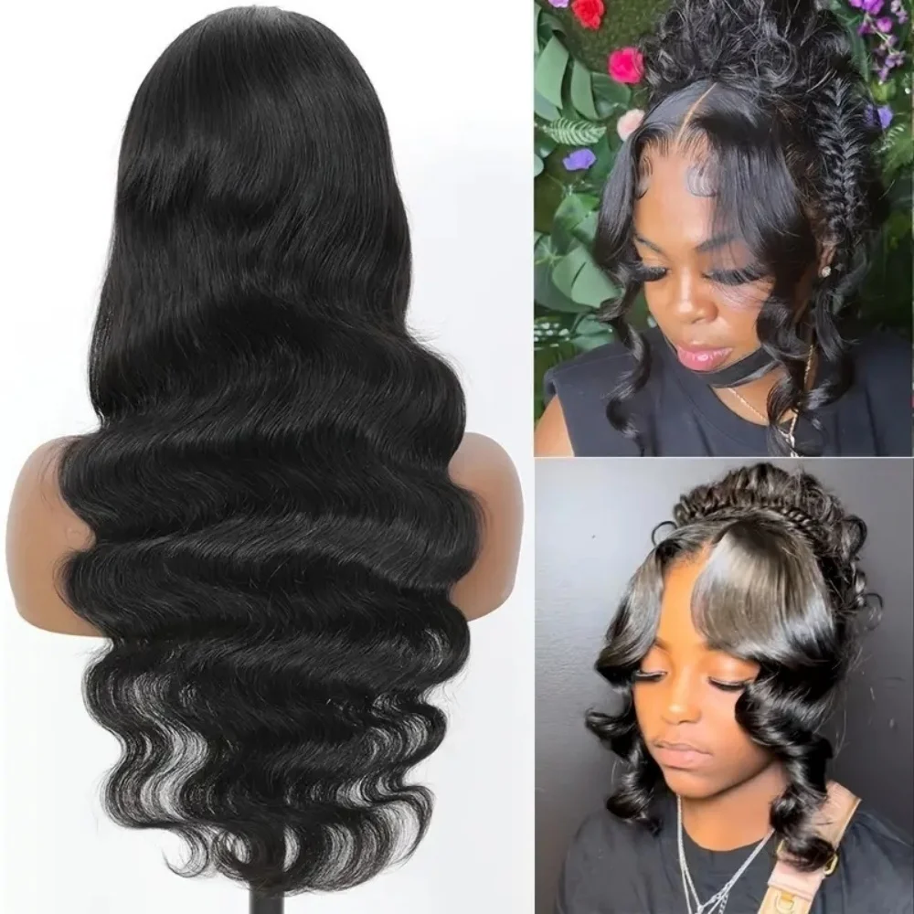 13 × 6 الجسم موجة اللون الطبيعي الدانتيل أمامي خصلات الشعر المستعار الإنسان شفافة 220 الكثافة قبل Plcked الدانتيل الباروكة الأمامية للنساء 1B