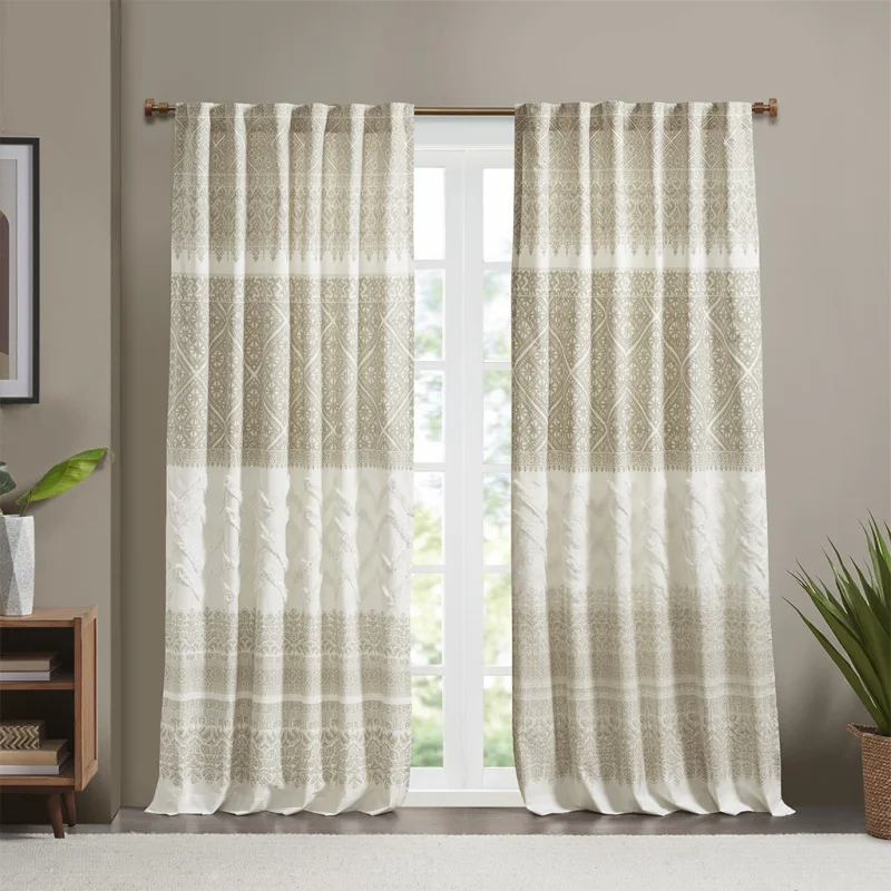 

Cotton Printed Curtain Panel With Chenille Detail And Lining Only 1 Pc Panel Stylish And Elegant Window Curtain