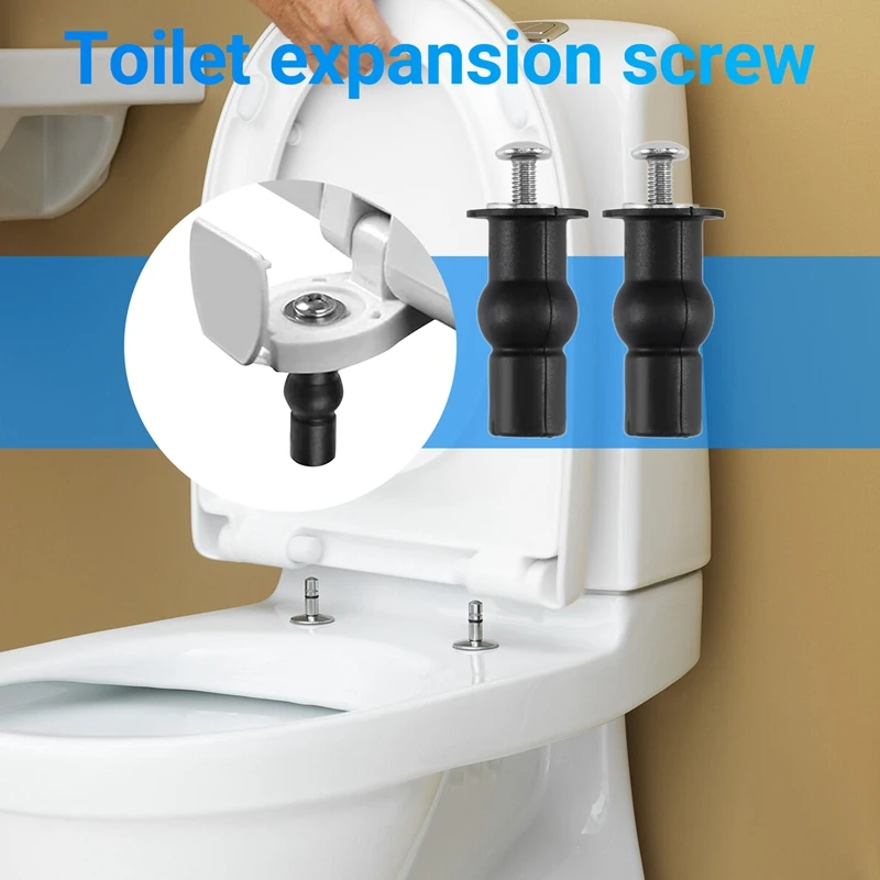 Toilet Seat TOP FIX Seat Hinge Hole Fixings Well Nut Screw Rubber Back To Wall Pair