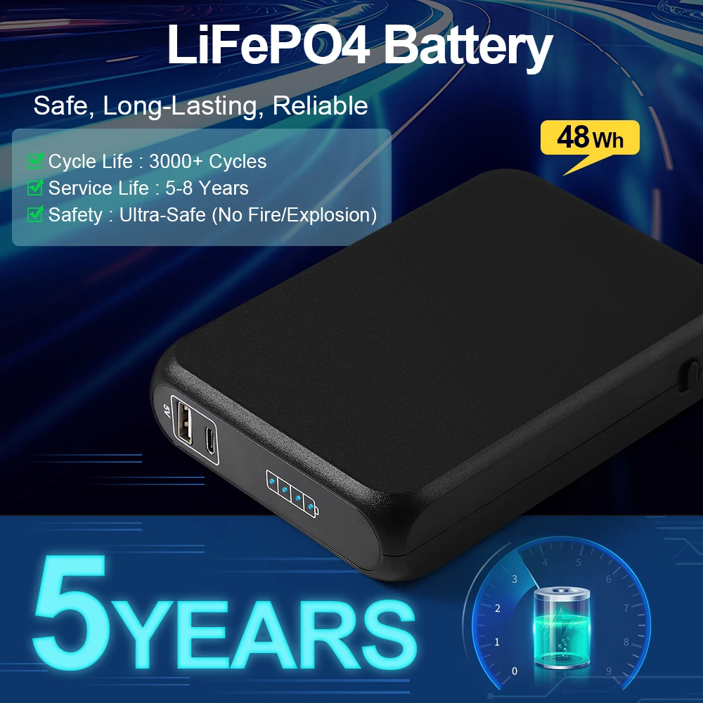48W Ultimate LiFePO4 Battery Mini UPS POE48V 1000Mbps Multi-Port 5V 9V 12V Output Universal Compatibility for All Your Devices