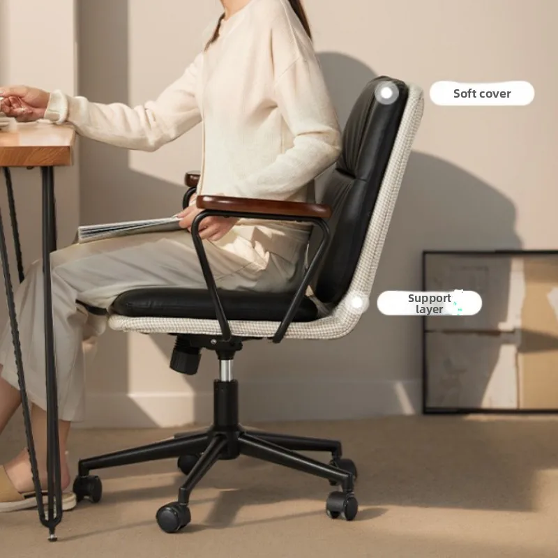 كرسي مريح فاخر للمكتب، كرسي بذراعين للاستراحة في منتصف القرن الاسكندنافي، أثاث بتصميم الكمبيوتر #4