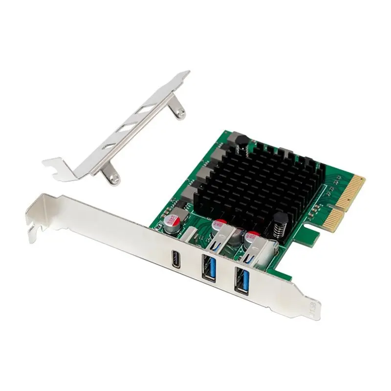 

Карта расширения PCIe x4 на 2 порта USB 3.2 + Type-C, адаптер PCIe PCI-E 3.0 x4 USB 3.2 20 Гбит/с для настольных ПК - ABIU