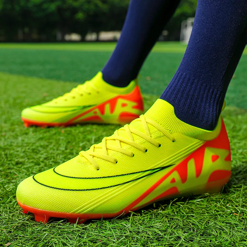 Professional FG Men's Football Shoes Original Yellow Futsal Soccer Shoes Men High Quality Outdoor Non-slip Soccer Sneakers Man