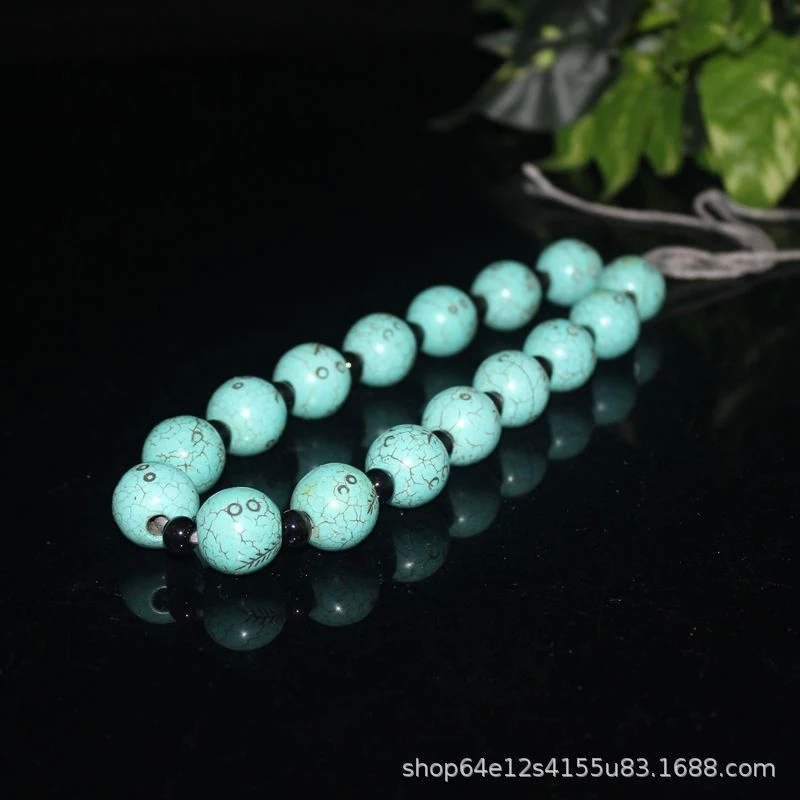 Antique-style optimized green turquoise leaf round beads string accessories