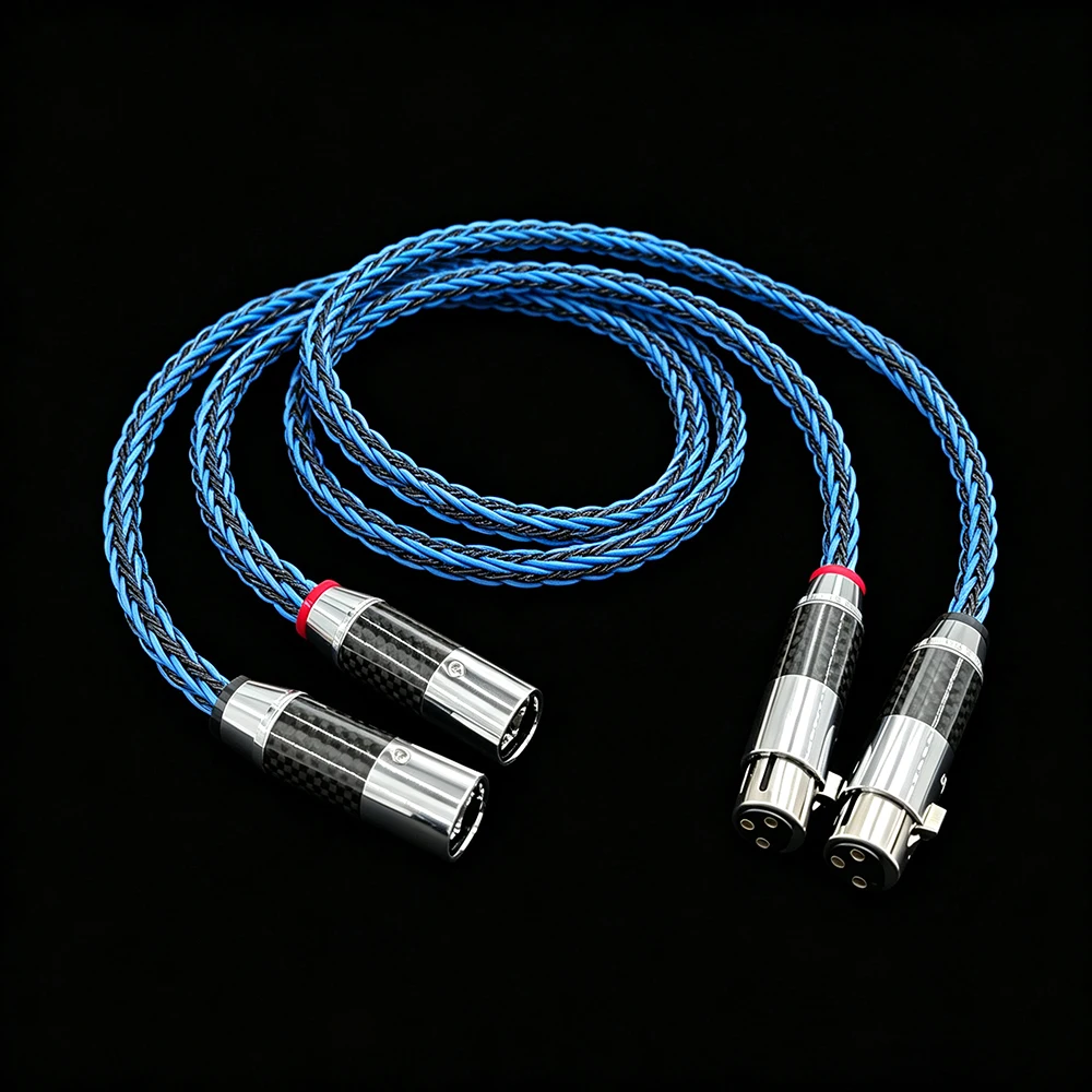 8TC single crystal copper audio amplifier signal line audio balance line with  fiber RCA/XLR connector