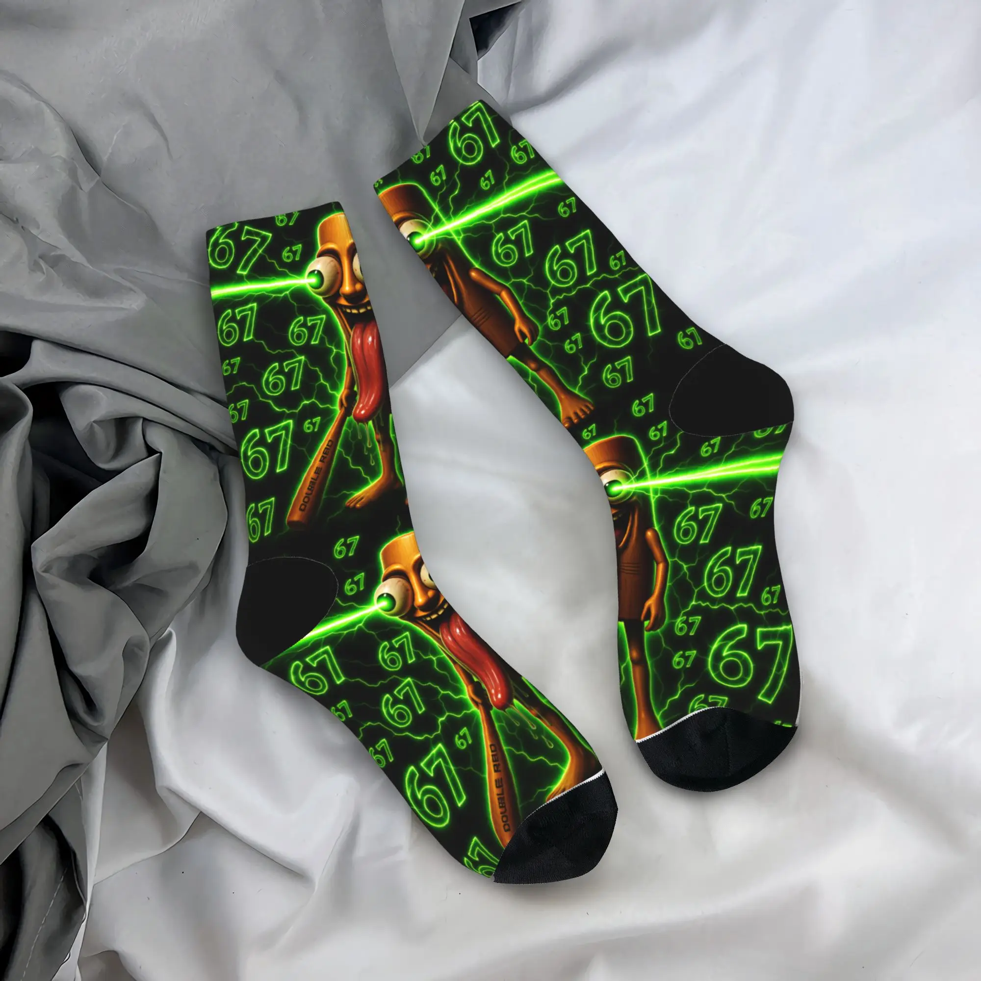 Adults Men Socks Tung Tung Tung Sahur Brainrot Meme  Stockings Autumn Retro Medium Soft Socks Graphic Running Anti Sweat Socks