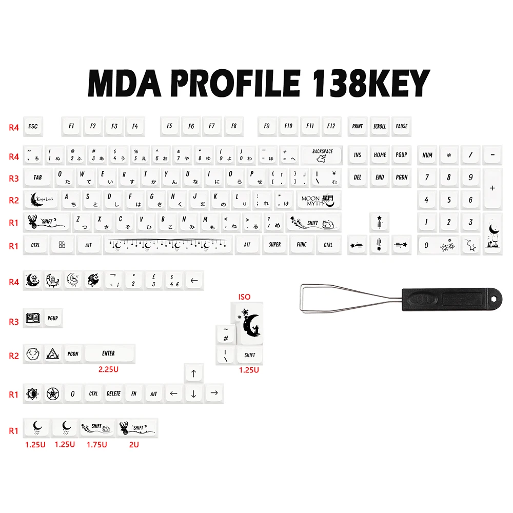 Star Moon Keycaps MDA Height pbt Dye Sublimation Japan Keycap For gk61/64/68/87/108 Cherry Mx Mechanical Gaming Keyboard ISO Cap