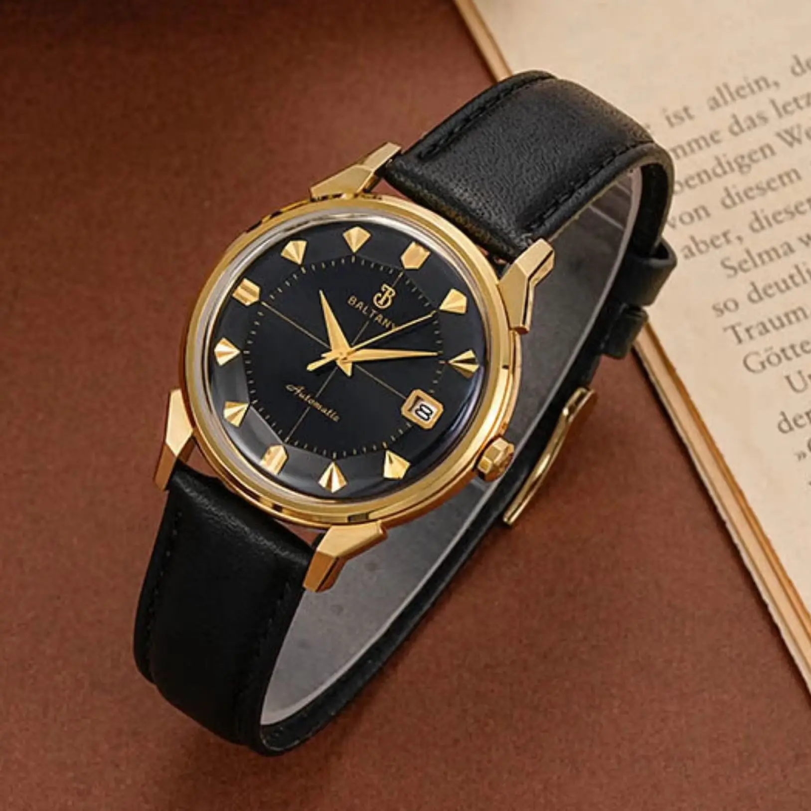 Baltany Men Automatic Watch 36mm Mechanical Wristwatch Sapphire Mirror 50m Waterproof Miyota 9015