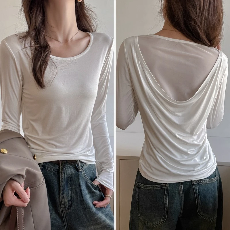 قطعتين بلايز للنساء 2025 Ropa Mujer الشاش المرقعة Y2k بلايز الخريف شيك تونك الكورية موضة سليم تي شيرت مجسم #1