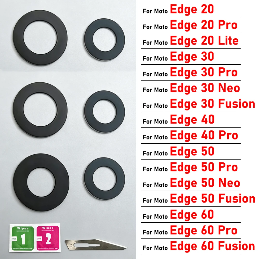 New Back Rear Camera Glass Lens With Adhesive For Motorola Moto Edge 20 30 40 50 60 Pro Lite Neo Fusion