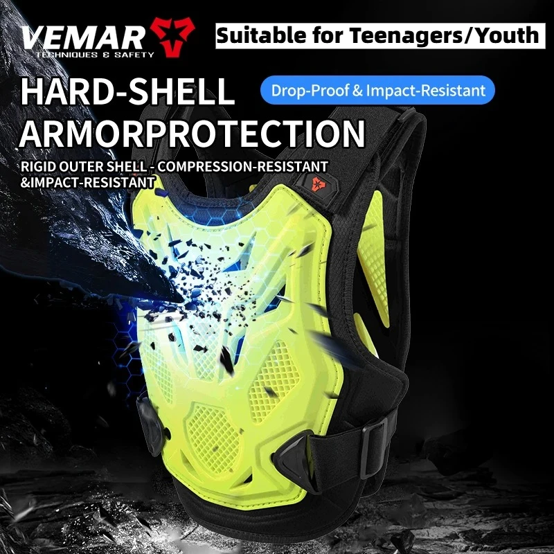 VEMAR Teenager Protective Riding Back Guard Pre-Teen Boy Motorcycle Armor Vest Youths Anti-Impact Hard Shell Chest Spine Armor