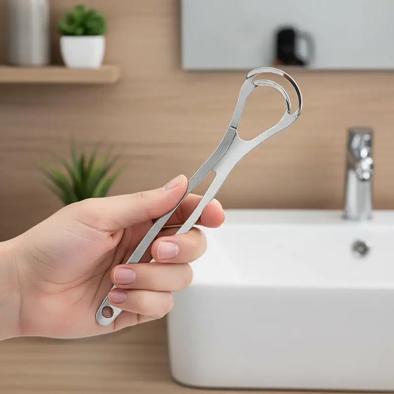 Rust-proof Stainless Steel Tongue Scraper Fresh Breath Oral Care Tool for Adult Long Lasting Oral Hygiene Maintenance