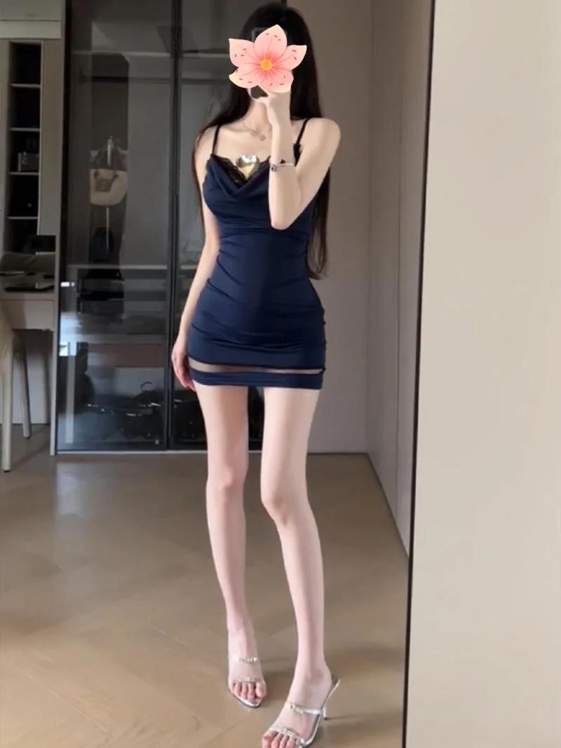 Spicy Girl Sle Strapl Dr Dames Zomer Afslanken Me Lambrisering Bodycon Rok Hoge Taille Geen Sve V-Ne ort D...