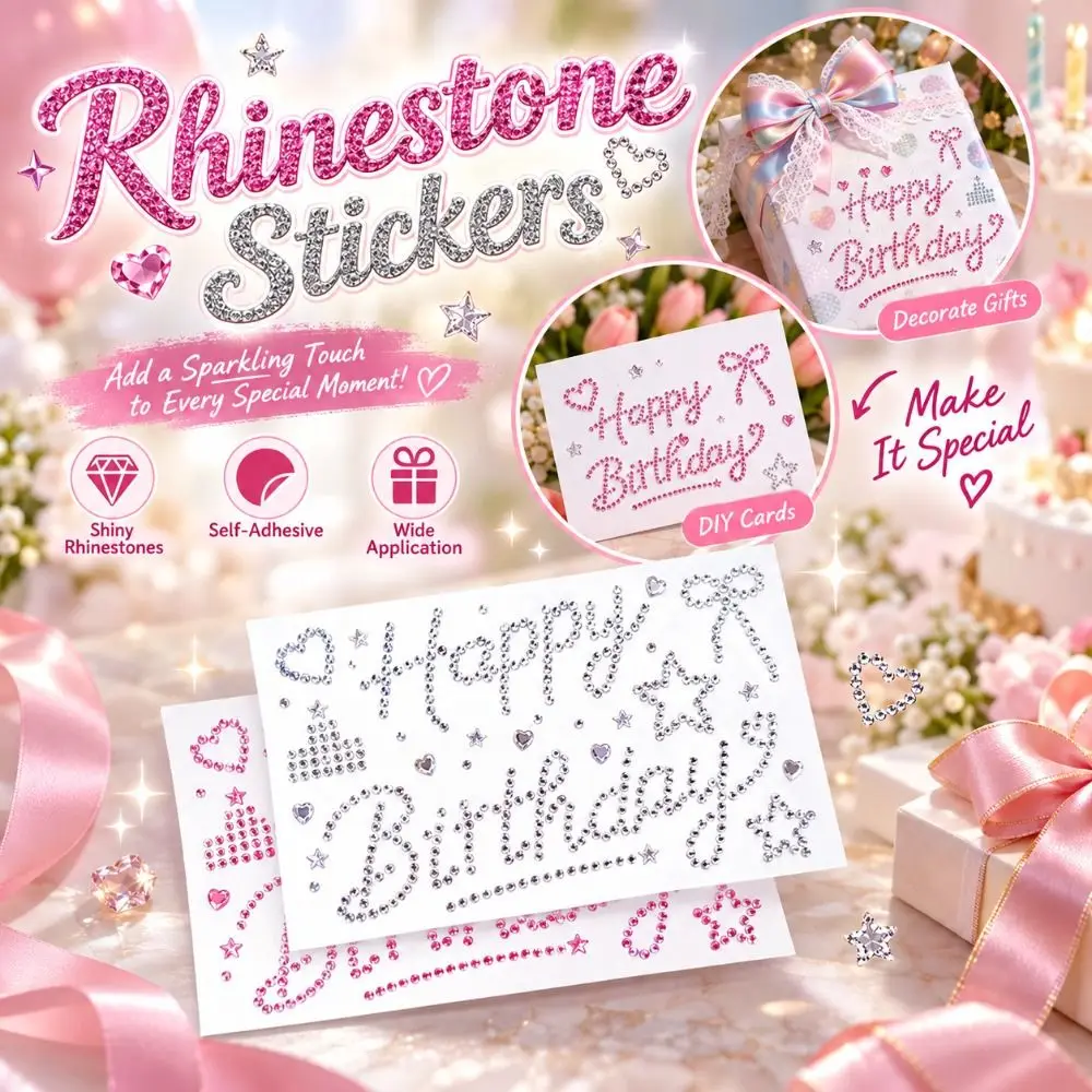 Self Adhesive Rhinestone Stickers Letter Heart And Star Pattern Crystal Letter Stickers Sparkle Finish Multiple Color Options