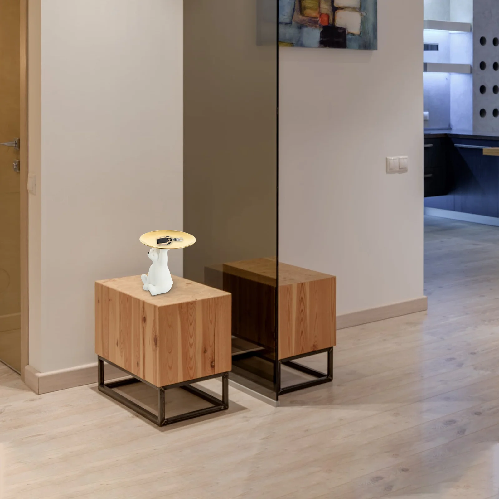 

Polar Bear Shaped Storage Tray Lovely Keys Holder For Desktop Home Office Porch Decor Resin Bear Adornment Key Organizer