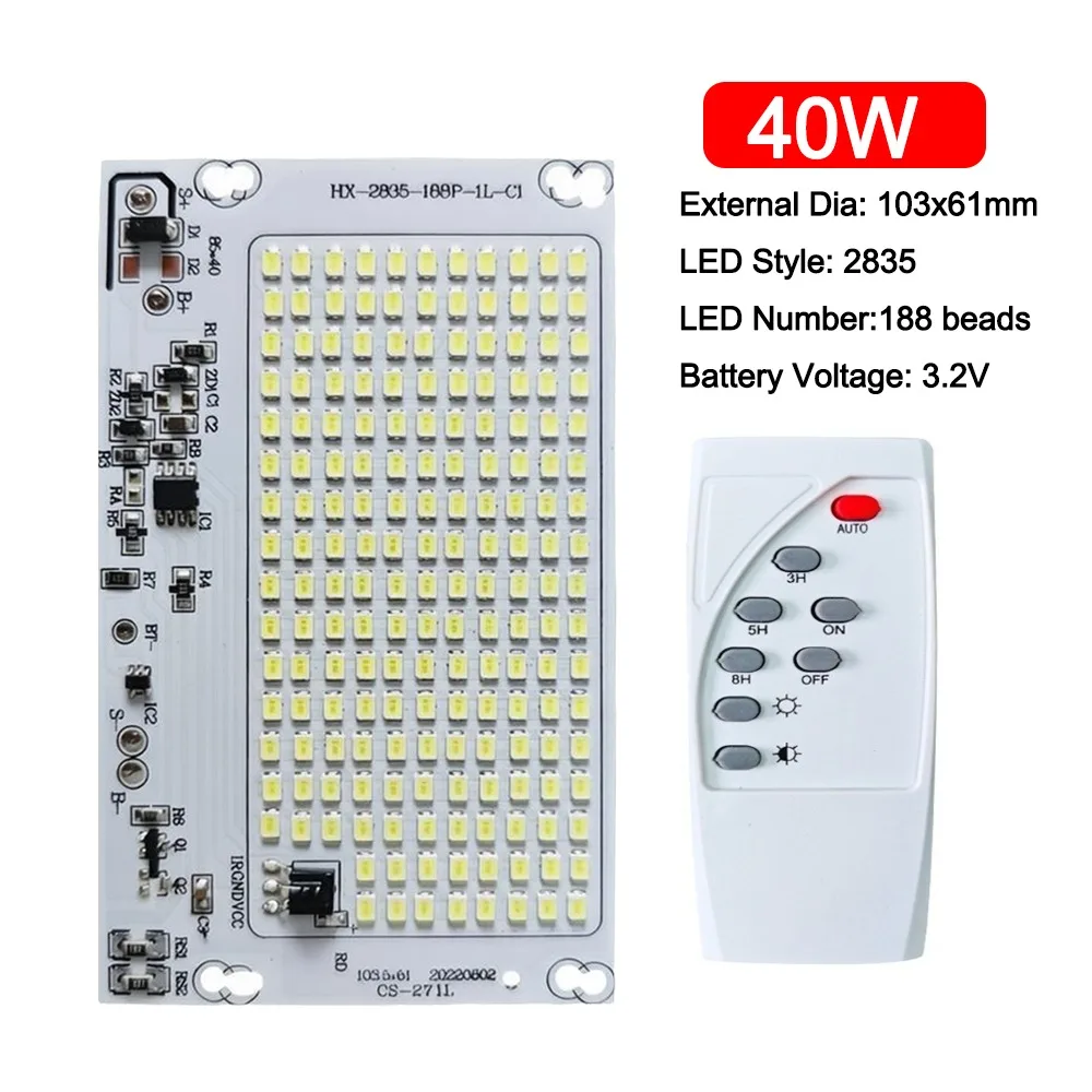1Pcs SMD Bulb 2835 LED Lamp Chips High Brightness 10W/15W/25W/40W/60W/100W LED Solar Light Board with Remote Controller