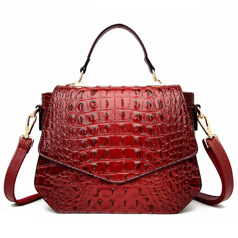 2023 New Women's European and American Vintage One Shoulder Handbag Crocodile Texture Crossbody Bag Fashion Bag