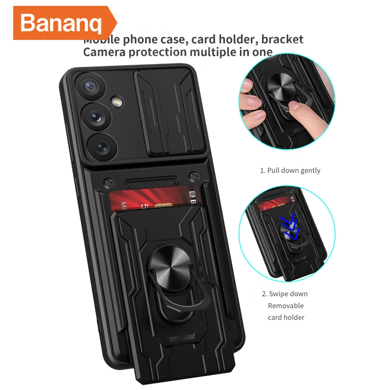 Bananq Push Window Case For Samsung S23 Ultra Plus FE M11 M51 M62 M33 Cover For Galaxy A05S A04 A03 A02 A54 A34 A24 A14 A11 F62