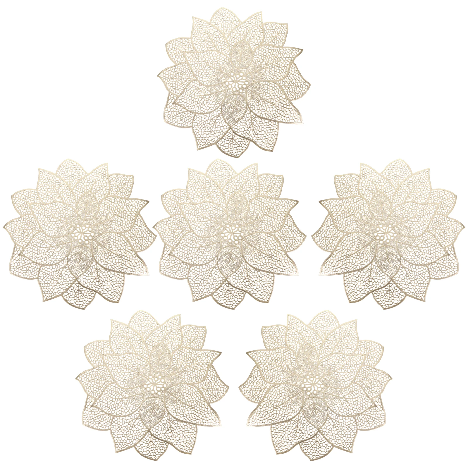 6 Stück PVC-Tischsets in Blumenform, simulierte Pflanzenuntersetzer, hohle dekorative Esszimmermatten, auslaufsicher, kratzfest, für Zuhause