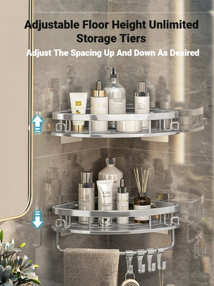 Anti Rust Shower Organizing Rack Large Capacity Convenient For Bathroom Toiletries Storage Practical For Household Interior