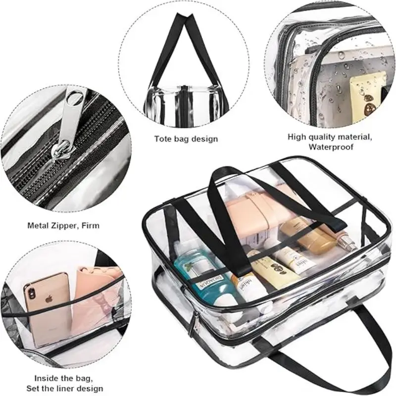 Clear Toiletry Bag Thick Transparent Cosmetic Bag Waterproof Makeup Artist Large Bag Diaper Case Luggage Organizer Storage Easy