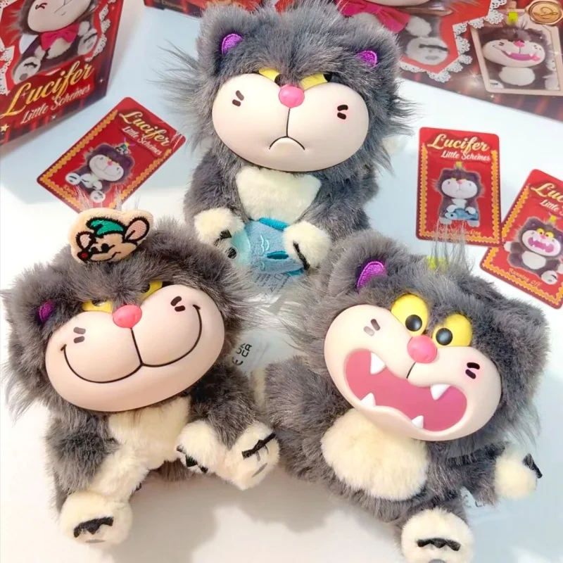 Genuine 52toys Lucifer Little Schemes Plush Pendant Blind Box Cute Cartoon Cat Collectible Figure Toy For Gift Home Decoration