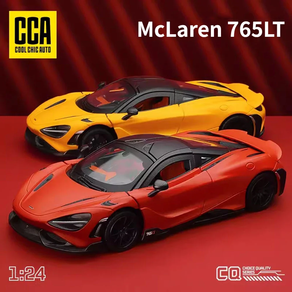 1/24 Mclaren 765LT Simulation Alloy Model Cars Toy Metal Diecast Sound Light Pull Back Sports Cars Series Kids Gifts Collection