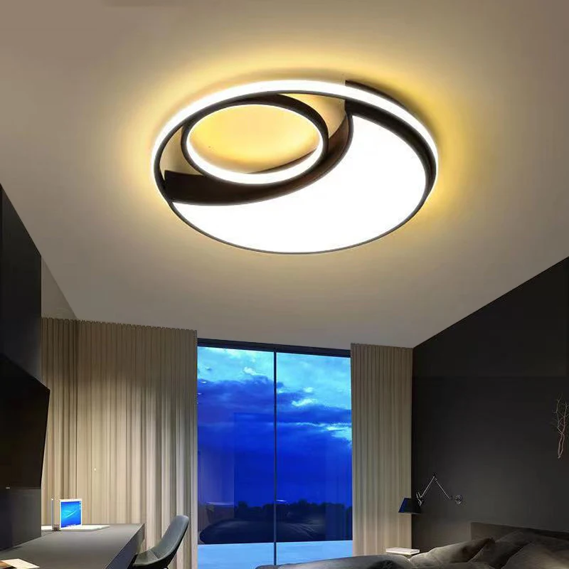 

Modern Moon Led Ceiling Lamps For Children Room Bedroom Study Simple Black Round Ring Chandelier Kids Room Light Ceiling Fixture