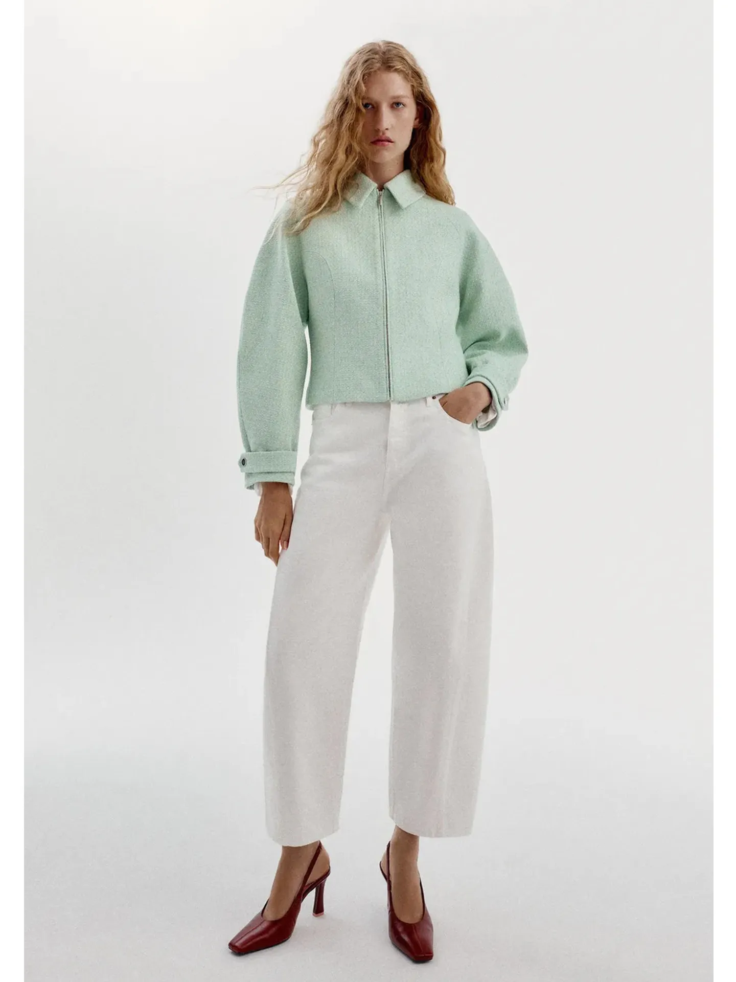 Fall New Women's Casual Long Sleeve Collared Zipper Short Jacket Outerwear Standard Fit Polyester Fiber Commute Style