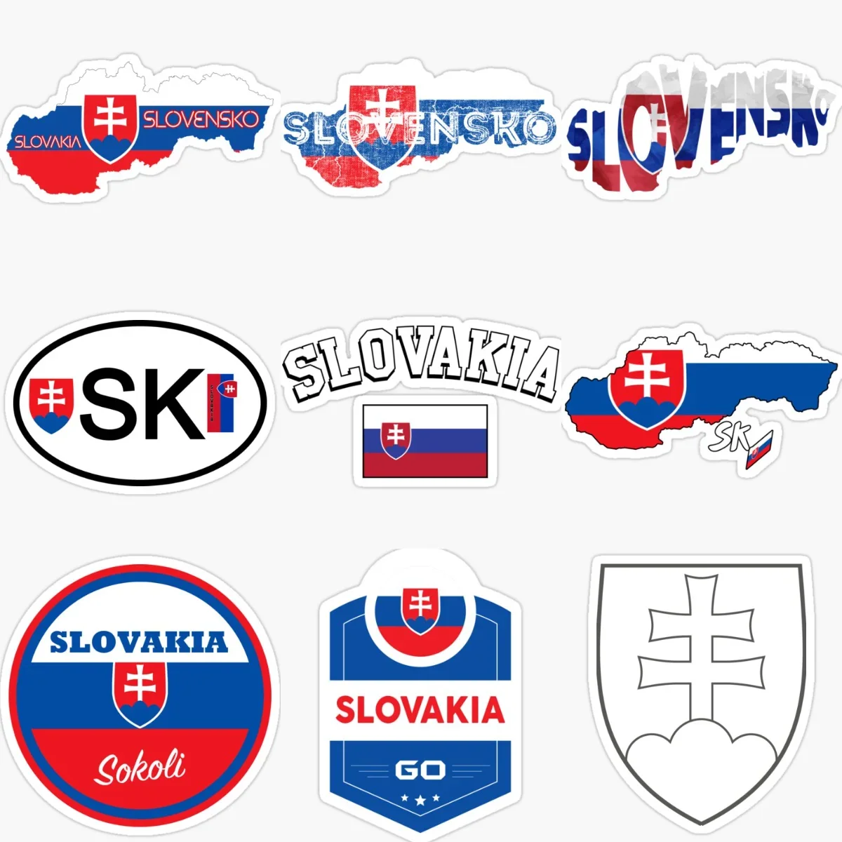 

SK Slovakia Flag Map Emblem Creative PVC Stickers for Car Motorcycle Helmet Window Fridge Wall Decoration Accessories