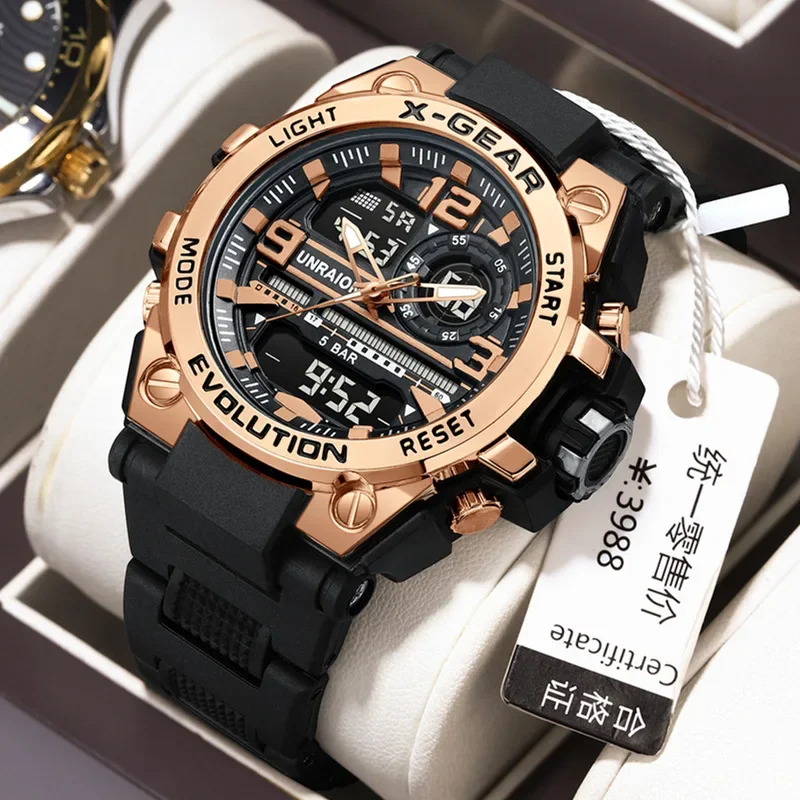 New Tactical Men's Multifunctional High School Student Watch, Night Light Waterproof Sports Outdoor Electronic Watch