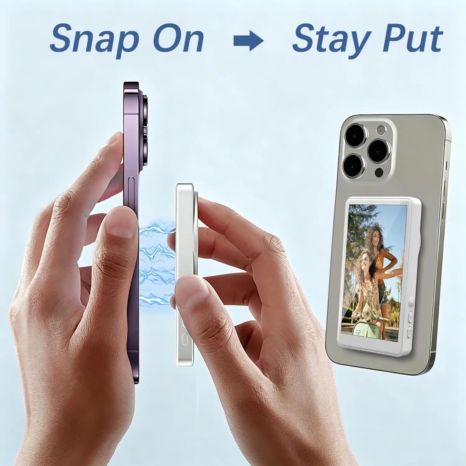 Wireless Magnetic Selfie Monitor Screen with Remote Control, 1800mAh Battery Vlog Live Stream Rear Screen for iPhone Android - view 3
