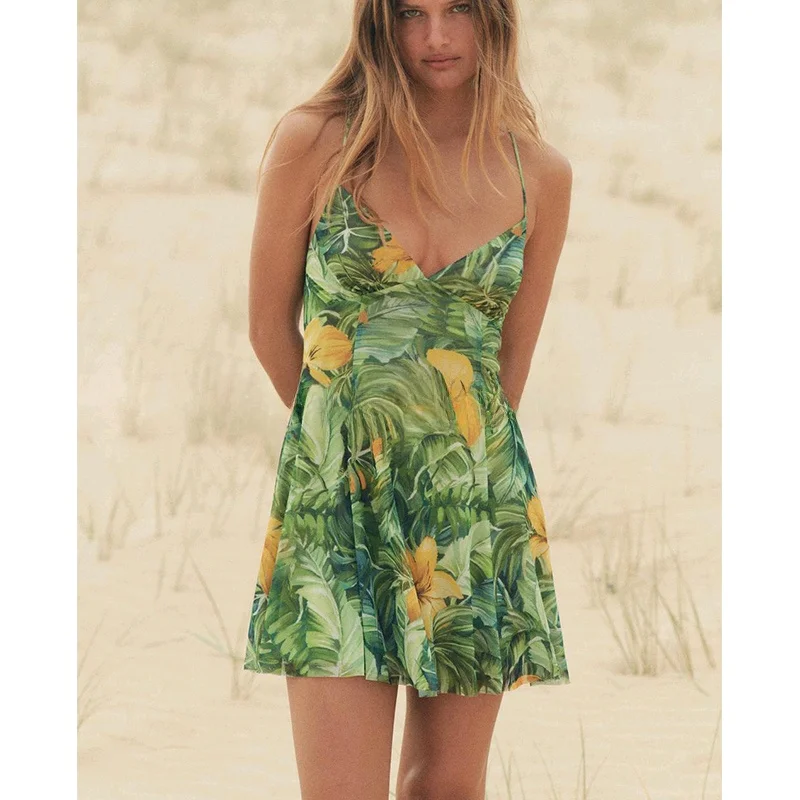 Or d'été imprimé v-ne ter Dr noeud épissage intérieur doux Sle taille haute No-sve femmes Dr