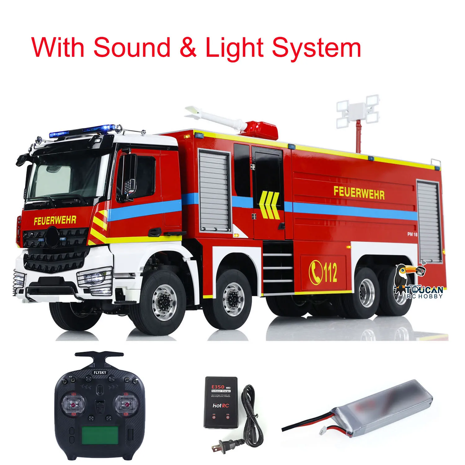 1/14 8x8 RC Fire Fighting Truck RTR Metal Chassis Electric Fire Sprinkler Remote Control Light Sound Finished Cars Trucks Toys