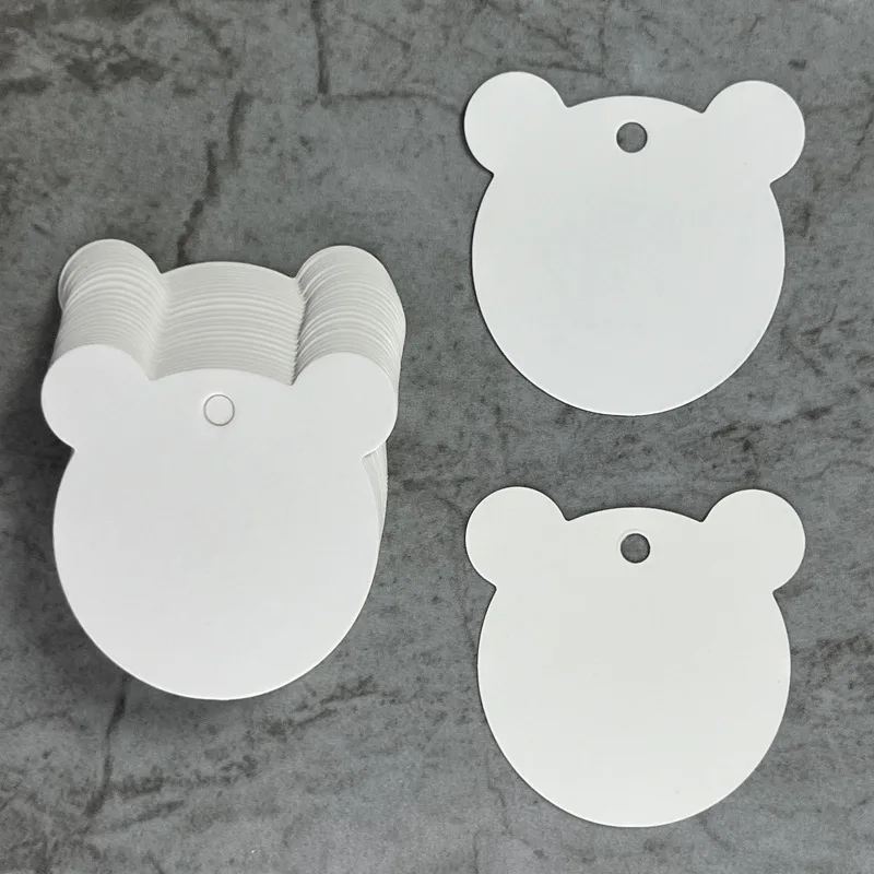 50pcs Blank Kraft Paper Tags Garment Tag Bear Head Shape Gift Tag DIY Price Label Cards with Rope