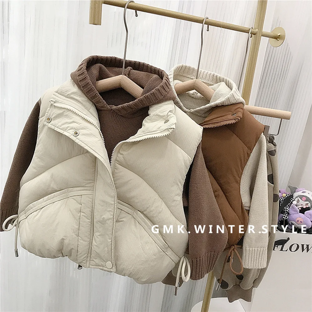 

Children's stand-up collar cotton clothes vest winter boys and girls loose vest medium and children's sweater