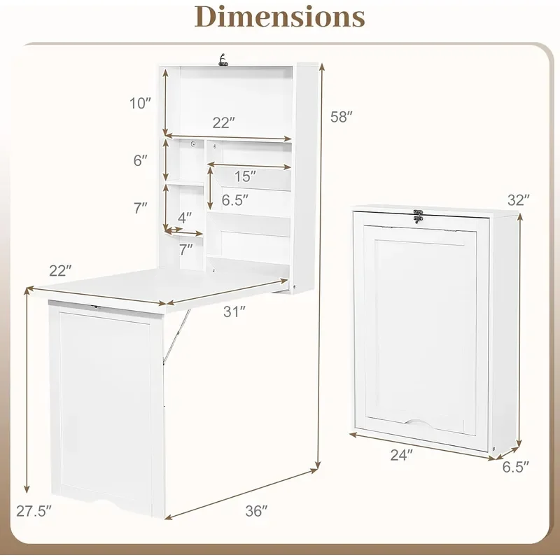 Multi-Function Computer Desk Wall Mounted Fold Out Table