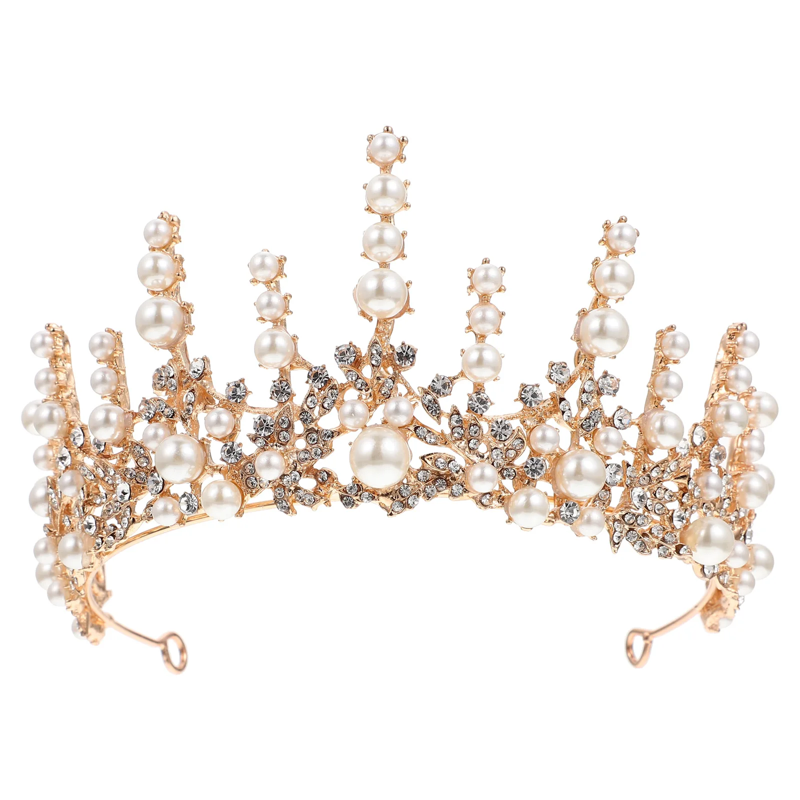 

Pearl Crown Headdress for Women Bridal Hair Tiara Wedding Accessory Vintage Pearl Decor Crown Shape Brightness