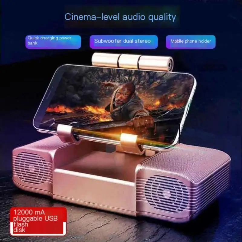 Universal Desktop Wireless Bluetooth Speaker, Mobile Holder Function, Built-in 10000mAh Battery, Phone Charging