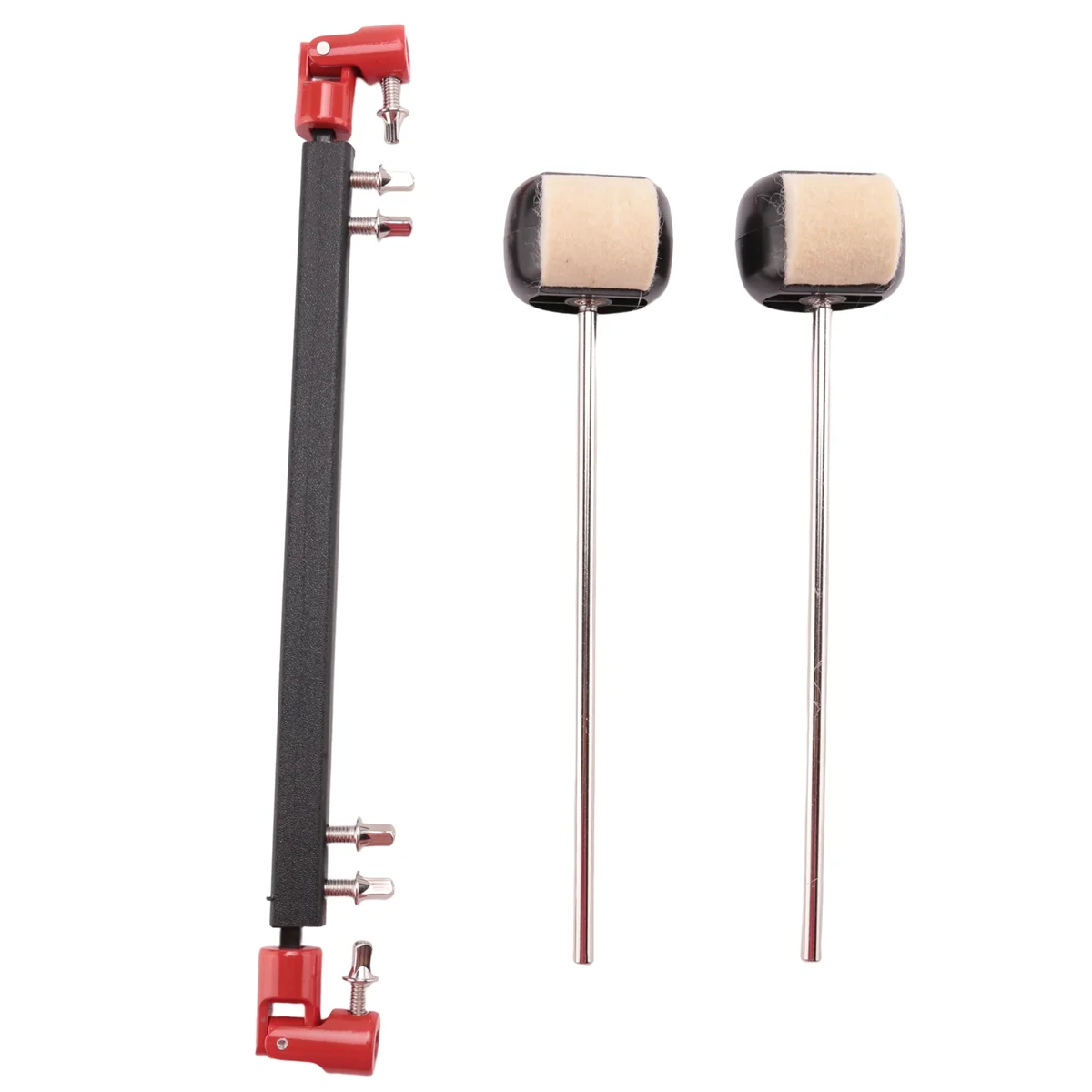 

Double Drum Drive Shaft Connecting Bar Bass Drum Pedal Linkage with 2 Flat Head Drum Hammers for Drum Set Accessories